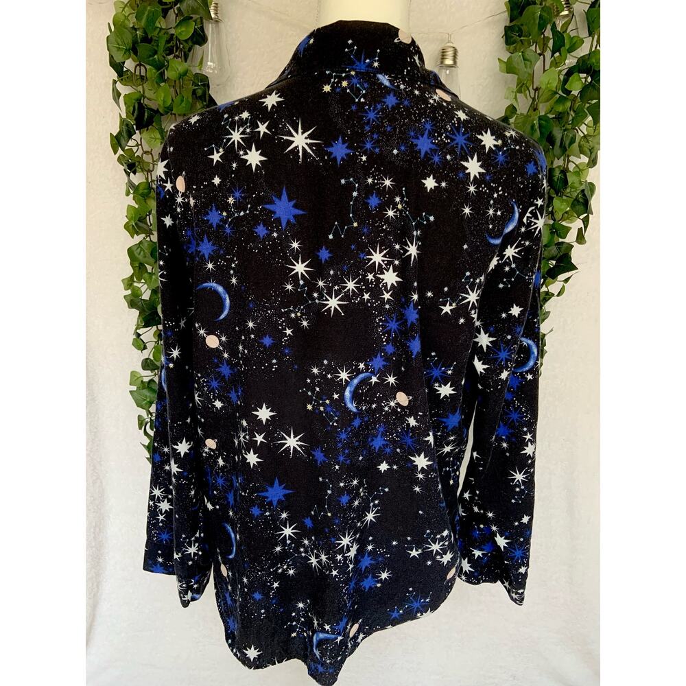 Victoria's Secret Black Blue White Stars Moon Button Up Pajama Long Sleeve SZ S - Picture 3 of 9